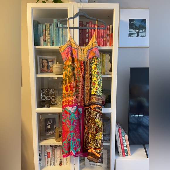 NWT FARM RIO Multicolored Mixed Scarves Viscose Midi Dress - Picture 8 of 8